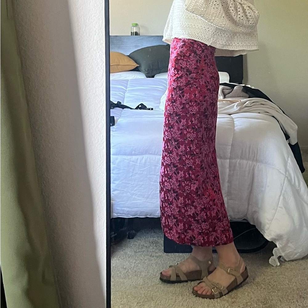 Reserved Vibrant Red and Pink Floral Skirt